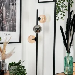 Suspension Verre Fumé-hofstein Lampadaire - Verre 12 cm Remaisnil Noir, 3 lumières