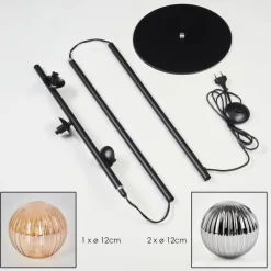 hofstein Lampadaire - Verre 12 cm Remaisnil Noir, 3 lumières