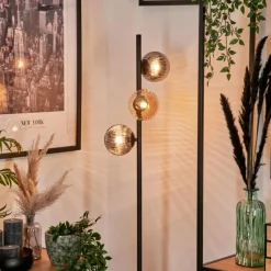 hofstein Lampadaire - Verre 12 cm Remaisnil Noir, 3 lumières