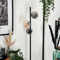 hofstein Lampadaire - Verre 12 cm Remaisnil Noir, 3 lumières