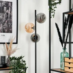 hofstein Lampadaire - Verre 15 cm Remaisnil Noir, 3 lumières