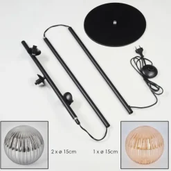 hofstein Lampadaire - Verre 15 cm Remaisnil Noir, 3 lumières