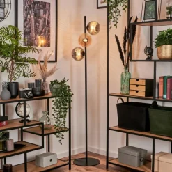 hofstein Lampadaire - Verre 15 cm Remaisnil Noir, 3 lumières