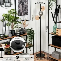 Suspension Verre Fumé-hofstein Lampadaire - Verre 15 cm Remaisnil Noir, 3 lumières