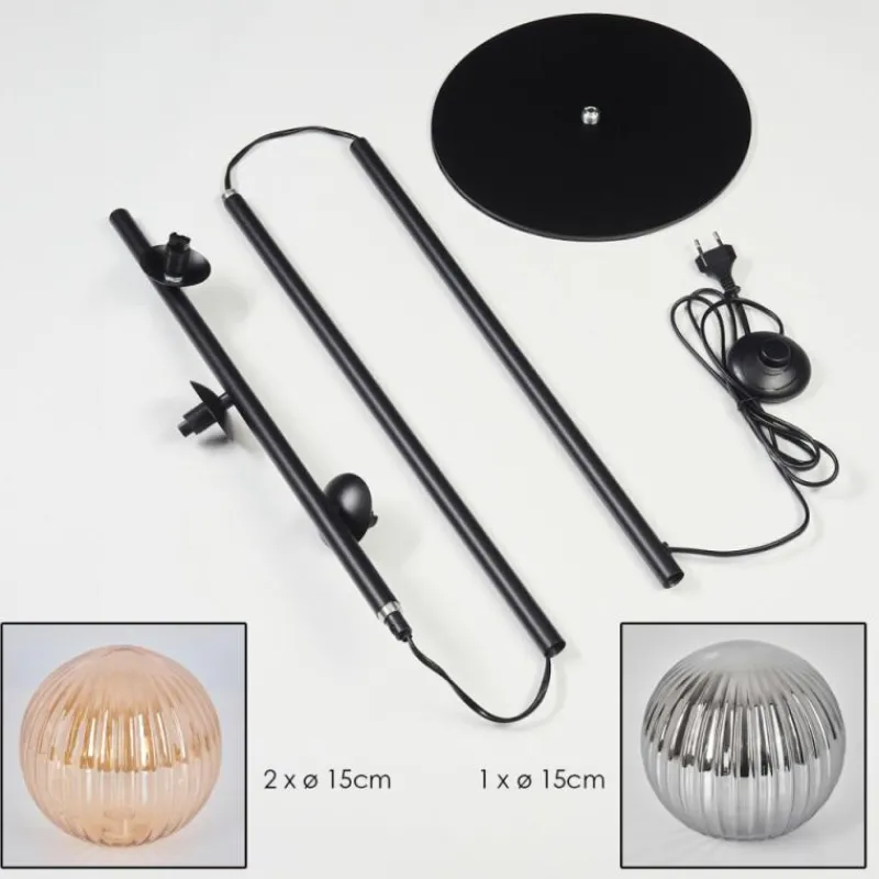 Suspension Verre Fumé-hofstein Lampadaire - Verre 15 cm Remaisnil Noir, 3 lumières