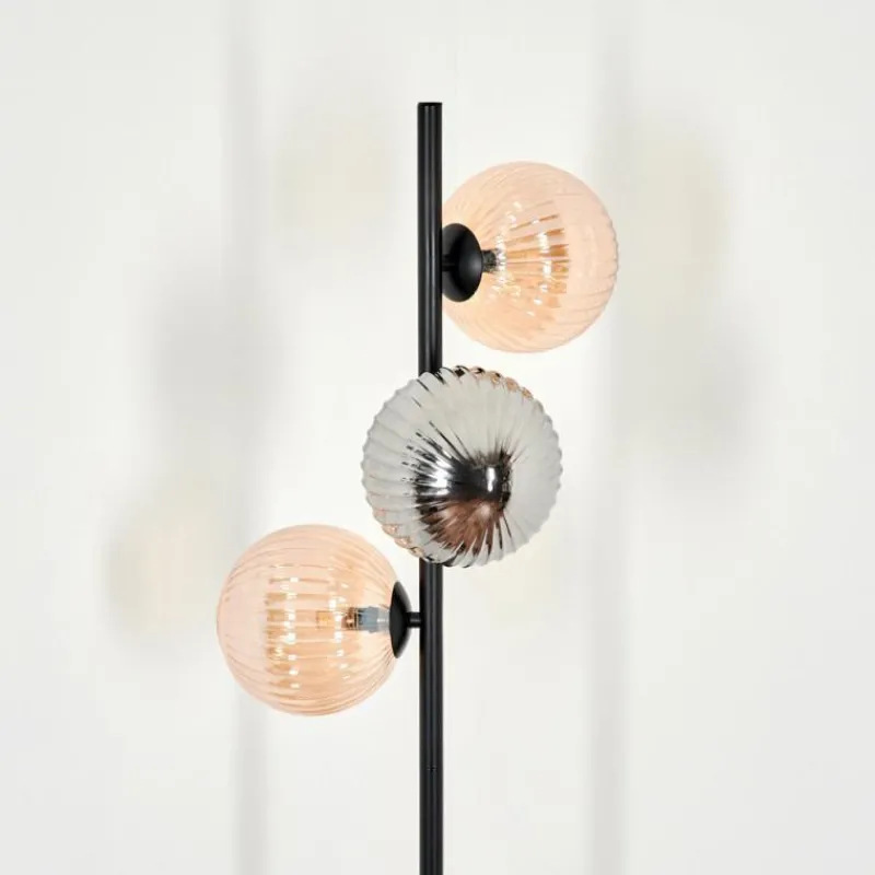 Suspension Verre Fumé-hofstein Lampadaire - Verre 15 cm Remaisnil Noir, 3 lumières