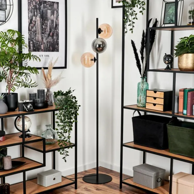 Suspension Verre Fumé-hofstein Lampadaire - Verre 15 cm Remaisnil Noir, 3 lumières