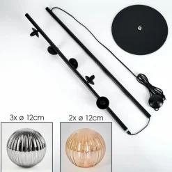 hofstein Lampadaire - Verre 12 cm Remaisnil Noir, 5 lumières