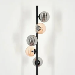 hofstein Lampadaire - Verre 12 cm Remaisnil Noir, 5 lumières