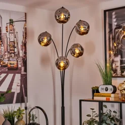 hofstein Lampadaire - Verre 15 cm Ripoll Chrome, 5 lumières