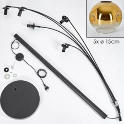 hofstein Lampadaire - Verre 15 cm Ripoll Or, Clair, 5 lumières