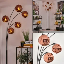 hofstein Lampadaire - Verre 15 cm Ripoll Cuivré, 5 lumières