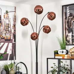 hofstein Lampadaire - Verre 15 cm Ripoll Cuivré, 5 lumières