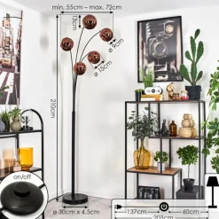 hofstein Lampadaire - Verre 15 cm Ripoll Cuivré, 5 lumières