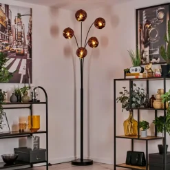 hofstein Lampadaire - Verre 15 cm Ripoll Cuivré, 5 lumières