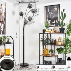 hofstein Lampadaire - Verre 15 cm Ripoll Fumé, 5 lumières