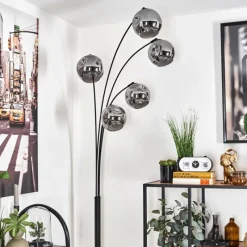 hofstein Lampadaire - Verre 15 cm Ripoll Fumé, 5 lumières