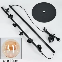 hofstein Lampadaire - Verre Remaisnil Noir, 6 lumières