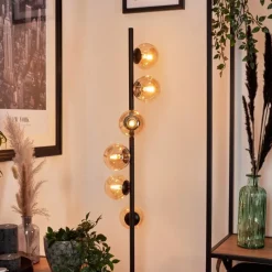 hofstein Lampadaire - Verre Remaisnil Noir, 6 lumières