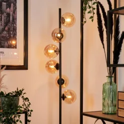 hofstein Lampadaire - Verre Remaisnil Noir, 6 lumières