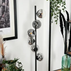 hofstein Lampadaire - Verre Remaisnil Noir, 6 lumières