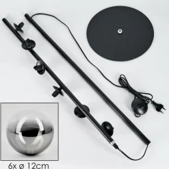 hofstein Lampadaire - Verre Remaisnil Noir, 6 lumières