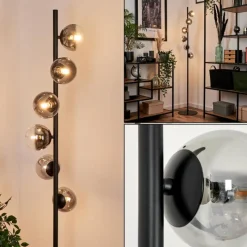 hofstein Lampadaire - Verre Remaisnil Noir, 6 lumières