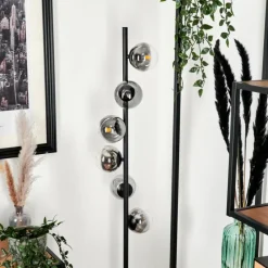 hofstein Lampadaire - Verre Remaisnil Noir, 6 lumières