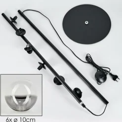 hofstein Lampadaire - Verre Remaisnil Noir, 6 lumières