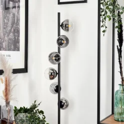 hofstein Lampadaire - Verre Remaisnil Noir, 6 lumières