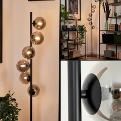 hofstein Lampadaire - Verre Remaisnil Noir, 6 lumières