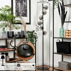 hofstein Lampadaire - Verre Remaisnil Noir, 6 lumières