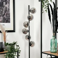 hofstein Lampadaire - Verre Remaisnil Noir, 6 lumières