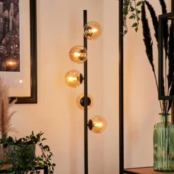 hofstein Lampadaire - Verre Remaisnil Noir, 5 lumières