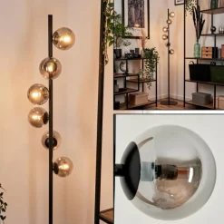 Suspension Verre Fumé-hofstein Lampadaire - Verre Remaisnil Noir, 6 lumières