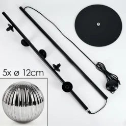 hofstein Lampadaire - Verre Remaisnil Noir, 5 lumières