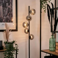 hofstein Lampadaire - Verre Remaisnil Noir, 5 lumières