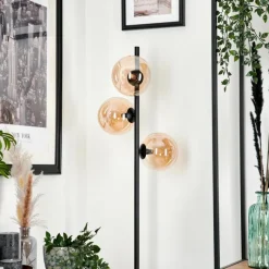 hofstein Lampadaire - Verre Remaisnil Noir, 3 lumières