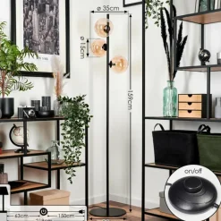 hofstein Lampadaire - Verre Remaisnil Noir, 3 lumières