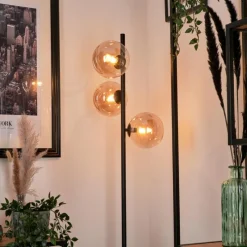 hofstein Lampadaire - Verre Remaisnil Noir, 3 lumières