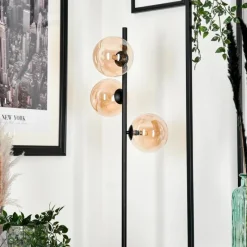 hofstein Lampadaire - Verre Remaisnil Noir, 3 lumières