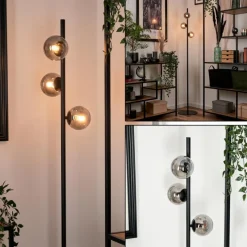 Suspension Verre Fumé-hofstein Lampadaire - Verre Remaisnil Noir, 3 lumières