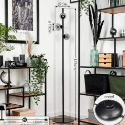 Suspension Verre Fumé-hofstein Lampadaire - Verre Remaisnil Noir, 3 lumières