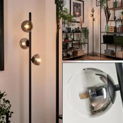 hofstein Lampadaire - Verre Remaisnil Noir, 3 lumières