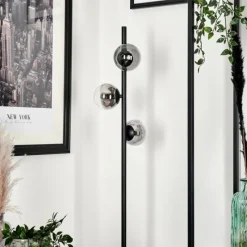 hofstein Lampadaire - Verre Remaisnil Noir, 3 lumières