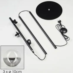 hofstein Lampadaire - Verre Remaisnil Noir, 3 lumières