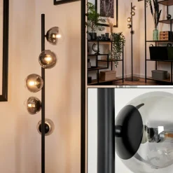 hofstein Lampadaire - Verre Remaisnil Clair, Fumé, 5 lumières