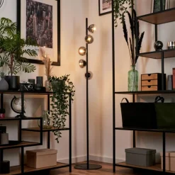 hofstein Lampadaire - Verre Remaisnil Clair, Fumé, 5 lumières