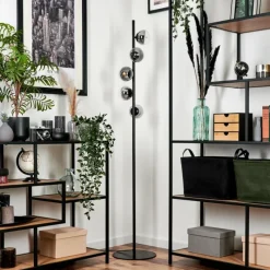 hofstein Lampadaire - Verre Remaisnil Clair, Fumé, 5 lumières