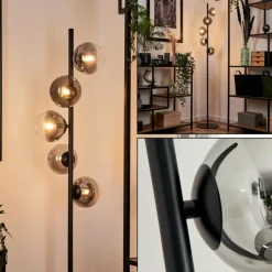 hofstein Lampadaire - Verre Remaisnil Clair, Fumé, 5 lumières